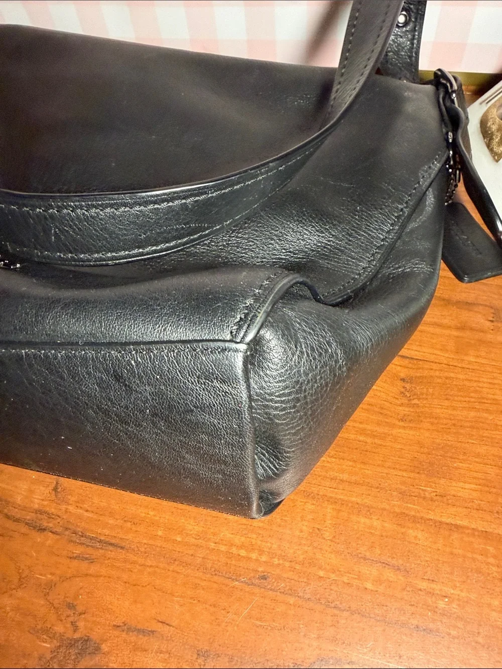 Coach Black Leather Shoulder Hobo Bag